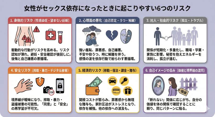 女性のセックス依存のリスクの図解