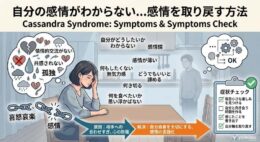 自分がどうしたいかわからない、感情が麻痺してしまう原因（相手への合わせすぎ・心の防衛反応）と解決策を図解したアイキャッチ画像